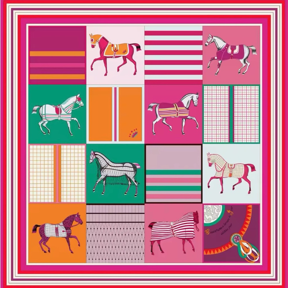 Classic horse design scarf for women